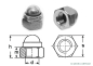 Preview: 10 pcs DIN 986 M4 Prevailing hexagon domed cap nuts A2