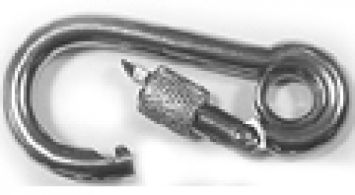 1Stk. Karabinerhaken 6x60 m. Sicherheitsmutter & Kausche V4A