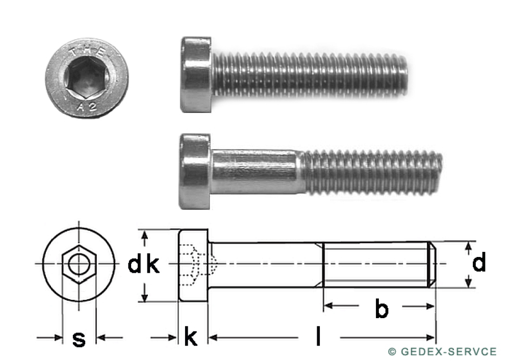 50 pcs DIN 7984 M3x16 A2 Hexagon socket low head stainless steel