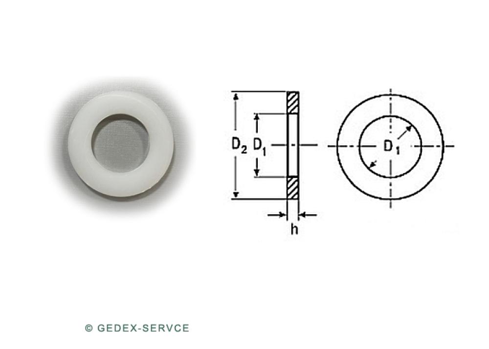 50 pcs DIN 125 for M2 Washers Polyamide /Plastics white