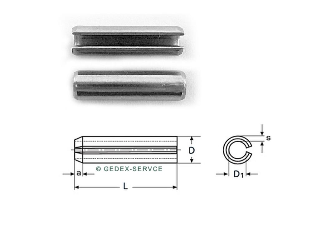 1000 pcs ISO 8752 - 3x4 A1 DIN 1481 Slotted spring dowel pins, heavy type,  stainless steel 1.4310