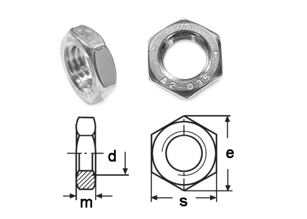 Preview: 25 Stk DIN 439 LH BM5 A2-35 Linksgewinde, Sechskantmuttern, niedrig, Form B