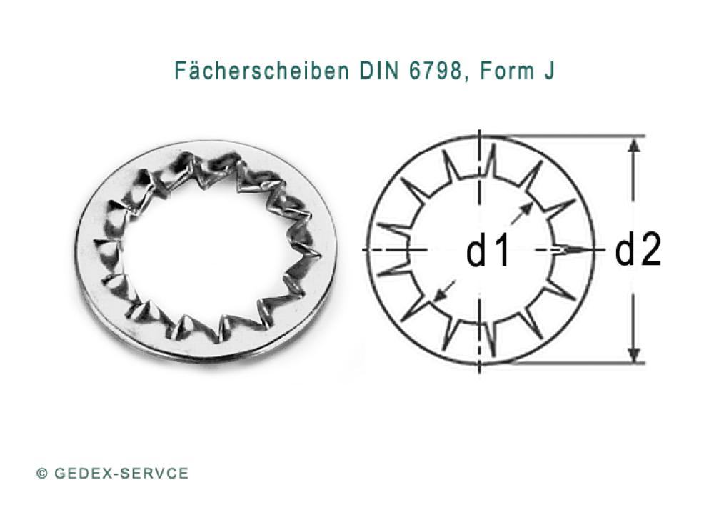 50 pcs DIN 6798 Type J/I 3,2 for M3 A2  Serrated lock washers , Edelstahl