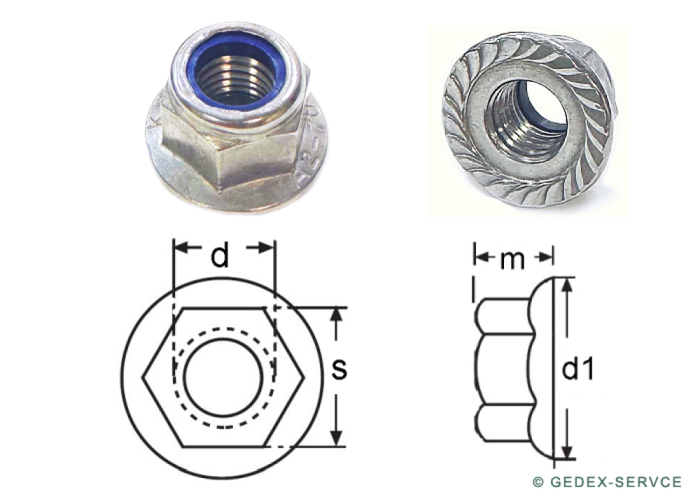10 pcs DIN 6926 M3 A2 WITH serration hexagon flange nuts self-locking