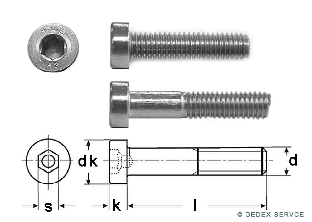 50 pcs DIN 7984 M3x4 A2 Hexagon socket head cap screws with low head, steonless steel