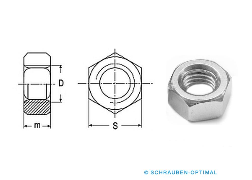 10 pcs DIN 934 M20 A2 Hexagon nuts stainless steel