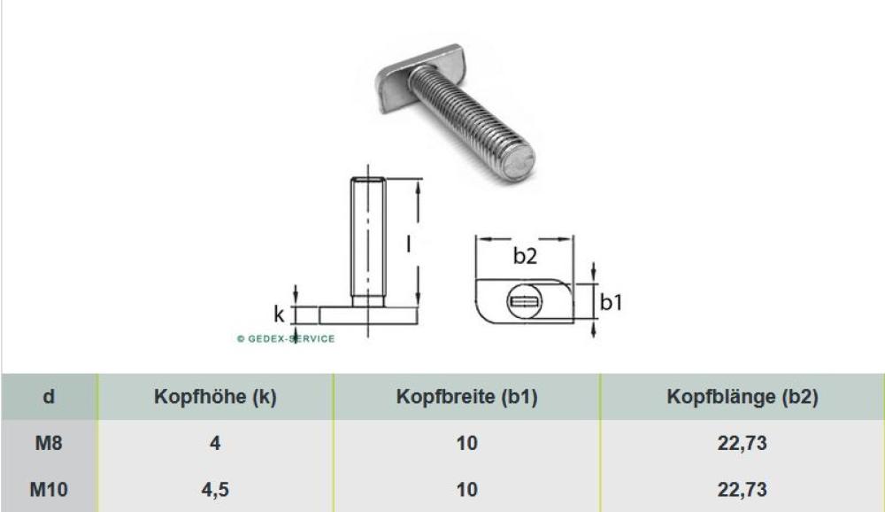 10 Stk 9097 M8x20 A2 Hammerkopfschrauben Typ 28/15 Edelstahl