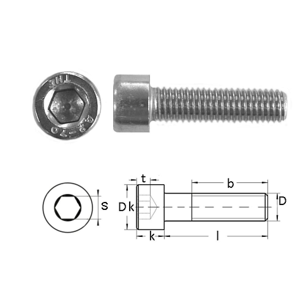 100 pcs DIN 912 M2x25/25 w. fullthread A2 Hexagon socket  head cap stainless steel  ISO 4762
