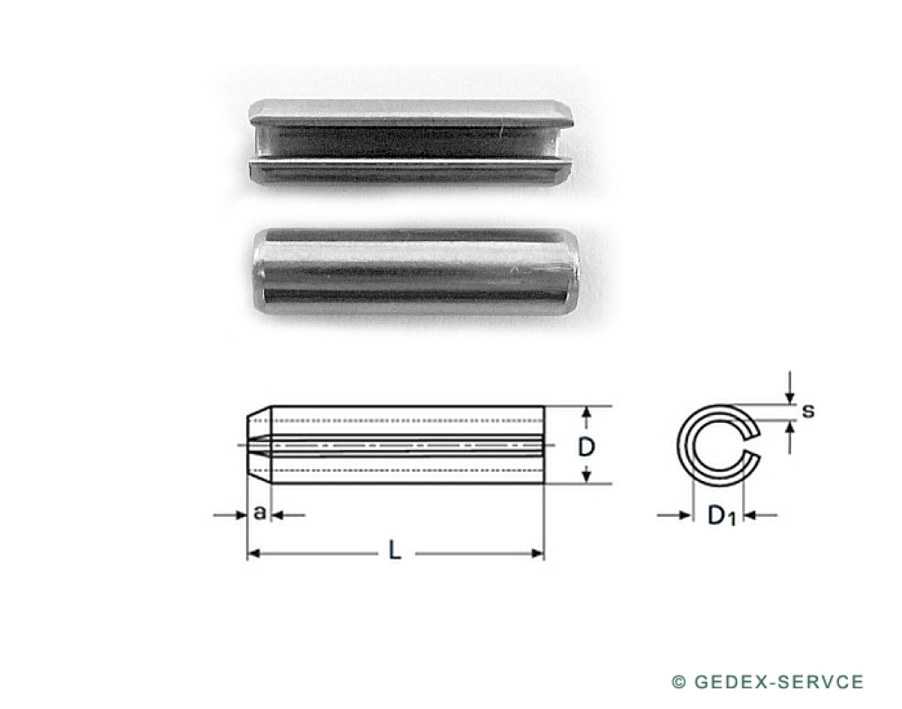 Preview: 50 pcs ISO 8752 3x4 A1 DIN 1481 Slotted spring dowel pins, heavy type,  stainless steel 1.4310