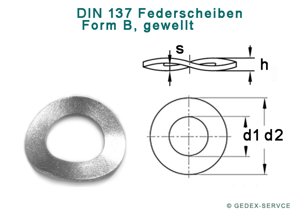 50 Stk DIN 137 3,2 für Ø3 Federscheiben Form B, gewellt Edelstahl A1 1.4310