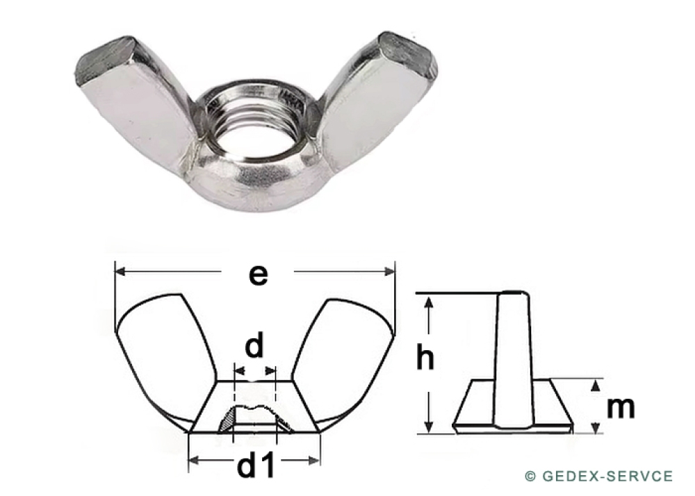 10 pcs DIN 315 M5 A2 Wing nuts, American type, steinless steel