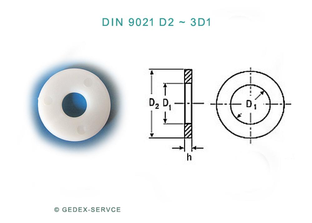 50 pcs Plain washers DIN 9021 3,2 for M4 Polyamide / Plastics
