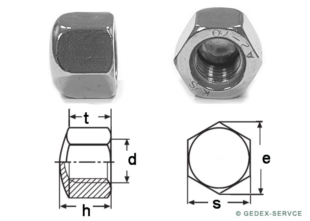 10 Stk DIN 917 M8 A2 Hutmuttern Sechskant , niedrige Form Edelstahl
