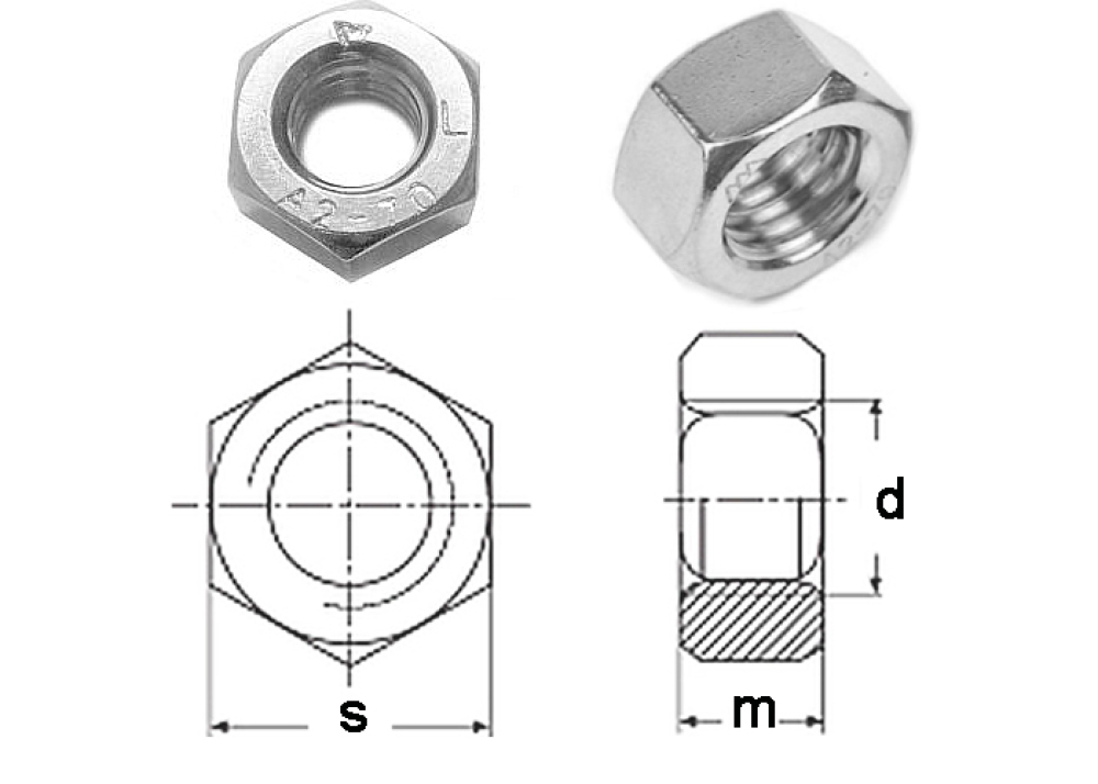 50 Stk DIN 934 Links M4 A2 Sechskantmuttern mit Linksgewinde Edelstahl