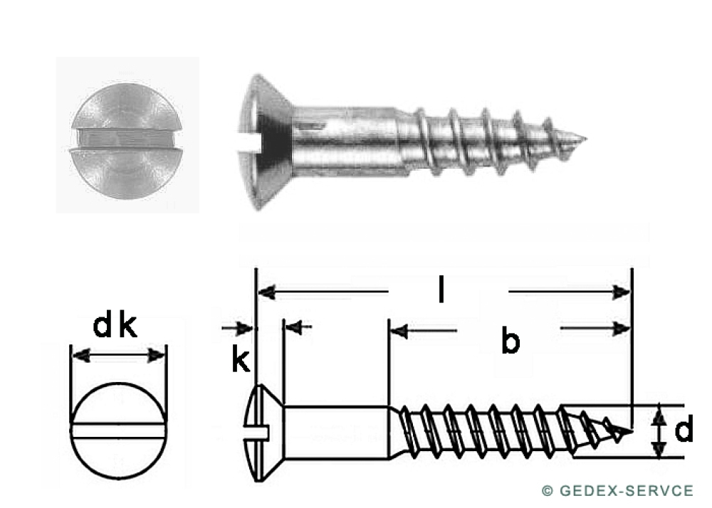 50 pcs DIN 95 2,5x10  A2 Slotted raised countersunk head wood screws, stainless steel