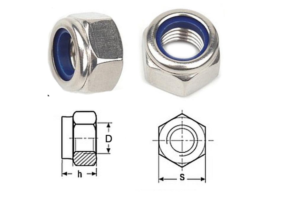 500 Stk DIN 985 M2 A2 Sechskantmuttern, selbstsichernd, niedrige Form ISO 10511 Edelstahl