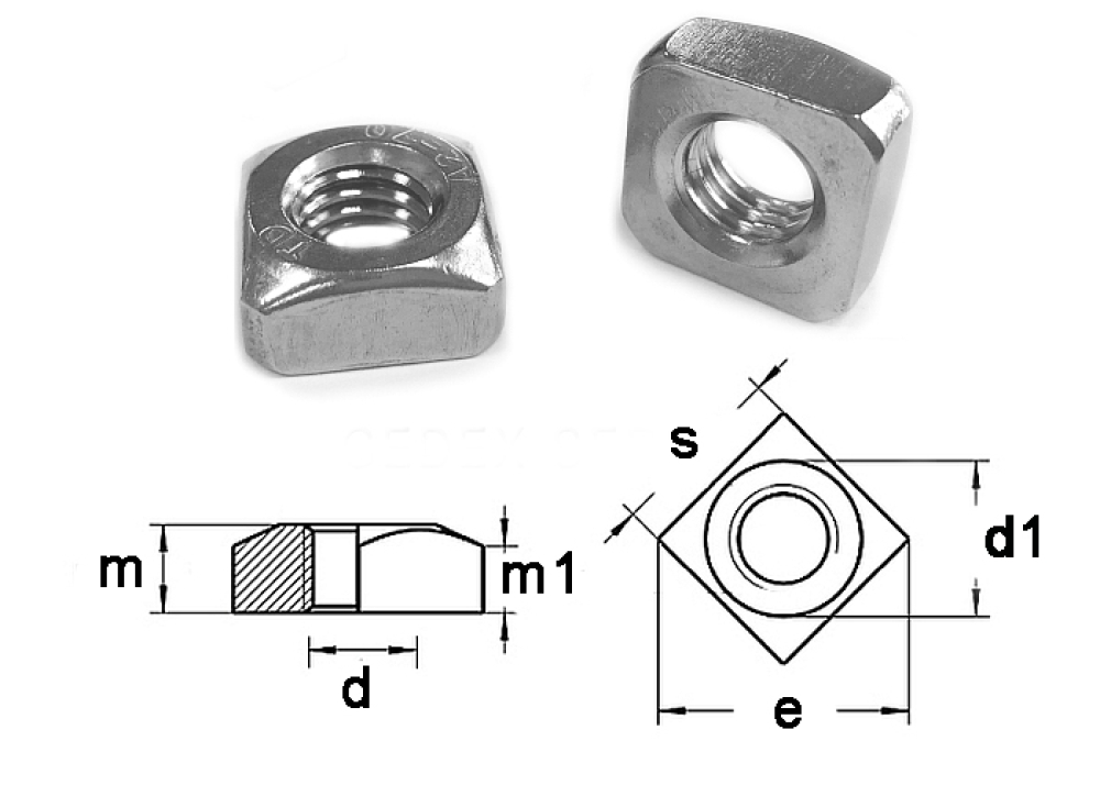 25 pcs DIN 557 M5 A2 Square thin nuts steinless steel